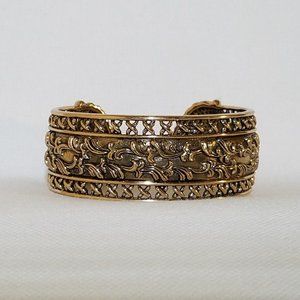 Barse Gold Tone Scrollwork Cuff Bracelet